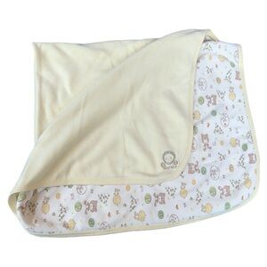 Gerber Baby Blanket Organic Cotton Yellow White Bear Chick Adorable Reversible
